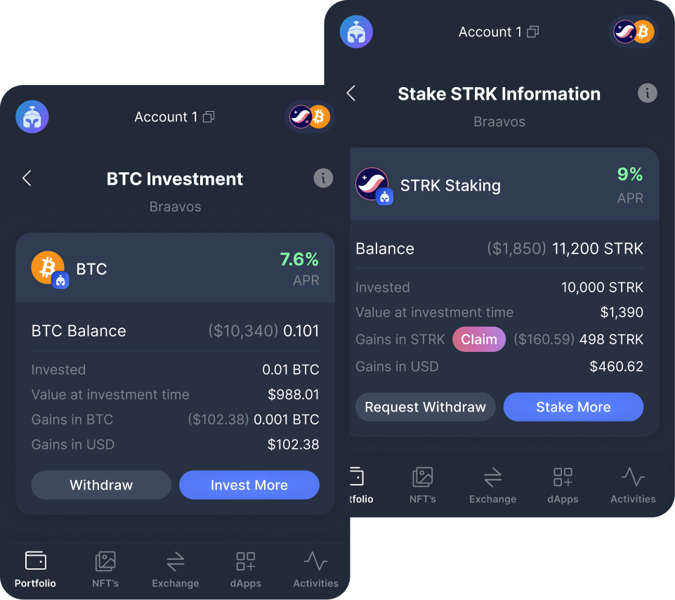 One Click Investments Screen