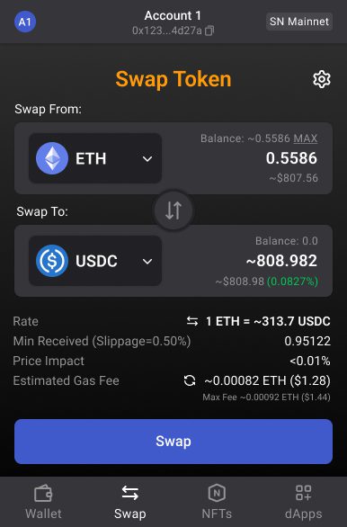 A typical transaction screen on Starknet. Transactions will become much faster as a result of the Quantum Leap.