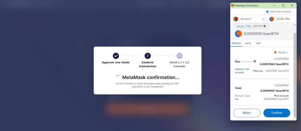 Be sure to check the gas before confirming your Starknet bridge transfer.