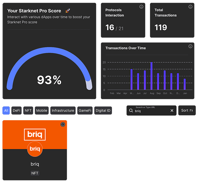 briq Starknet Pro Score - Braavos Wallet