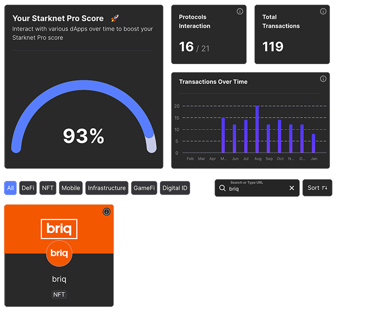 briq Starknet Pro Score - Braavos Wallet