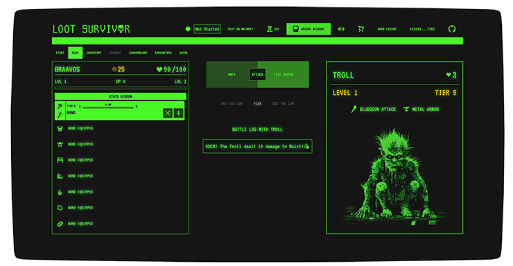 Loot Survivor Starknet dApps Games - Braavos Wallet