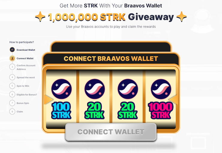 Rifa de 1.000.000 STRK - Starknet Airdrop - Braavos Wallet
