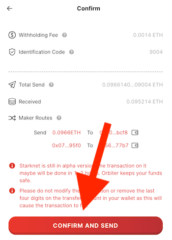 Step 5: Bridging Crypto to Starknet with Orbiter